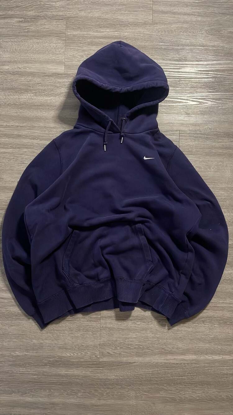 Vintage Nike Mini Swoosh Hoodie Size XL Navy Blue